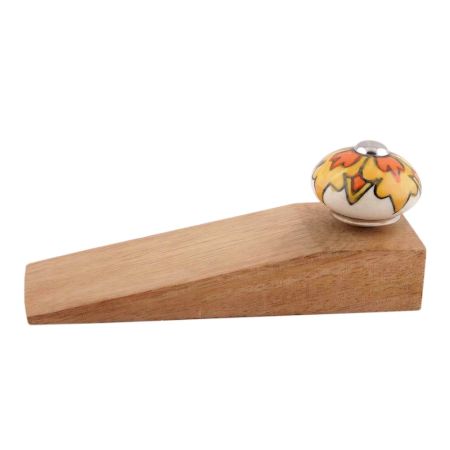 2 Pieces Mustard Ceramic Flower Door Stopper